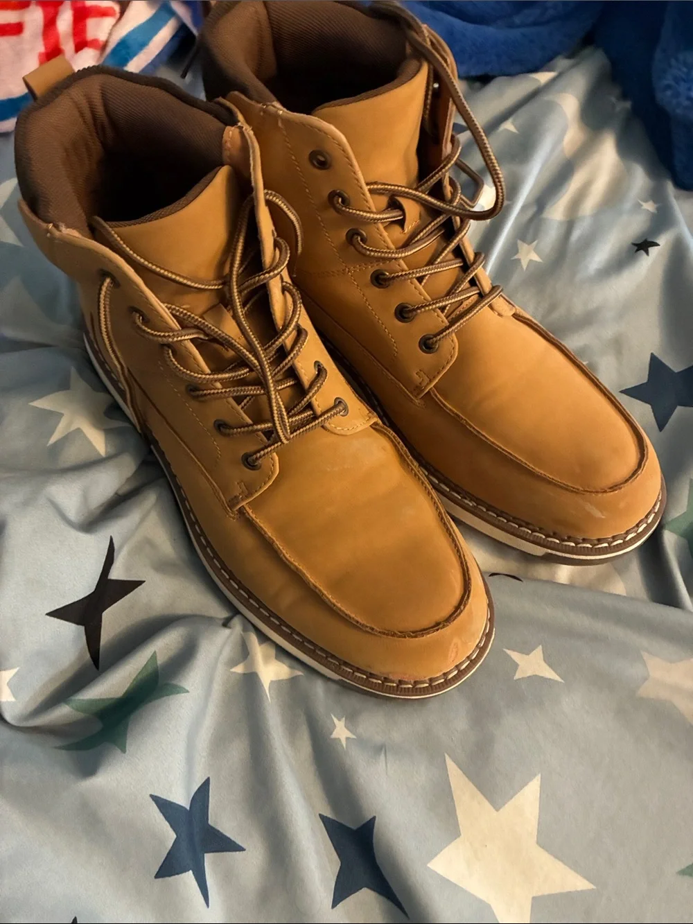 Club Room Men's Tan Lace-Up Work Boots